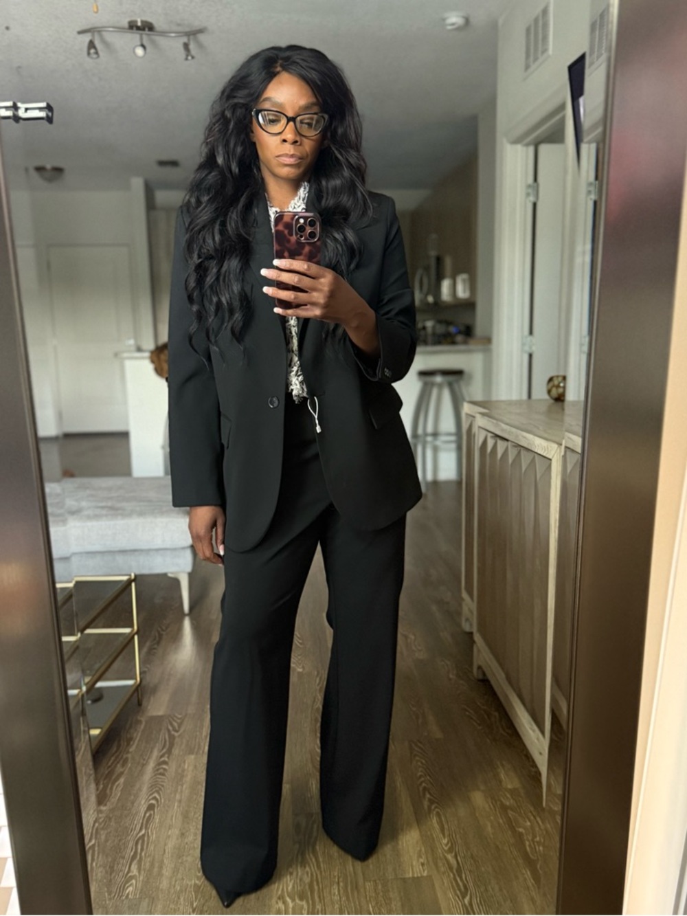 Mango MNG Black Suit- Flare Trousers - L/12